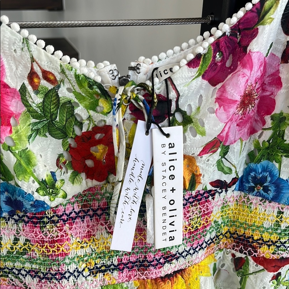 NWT Alice + Olivia Floral Long Sleeve Dress - Multicolor - Picture 4 of 4